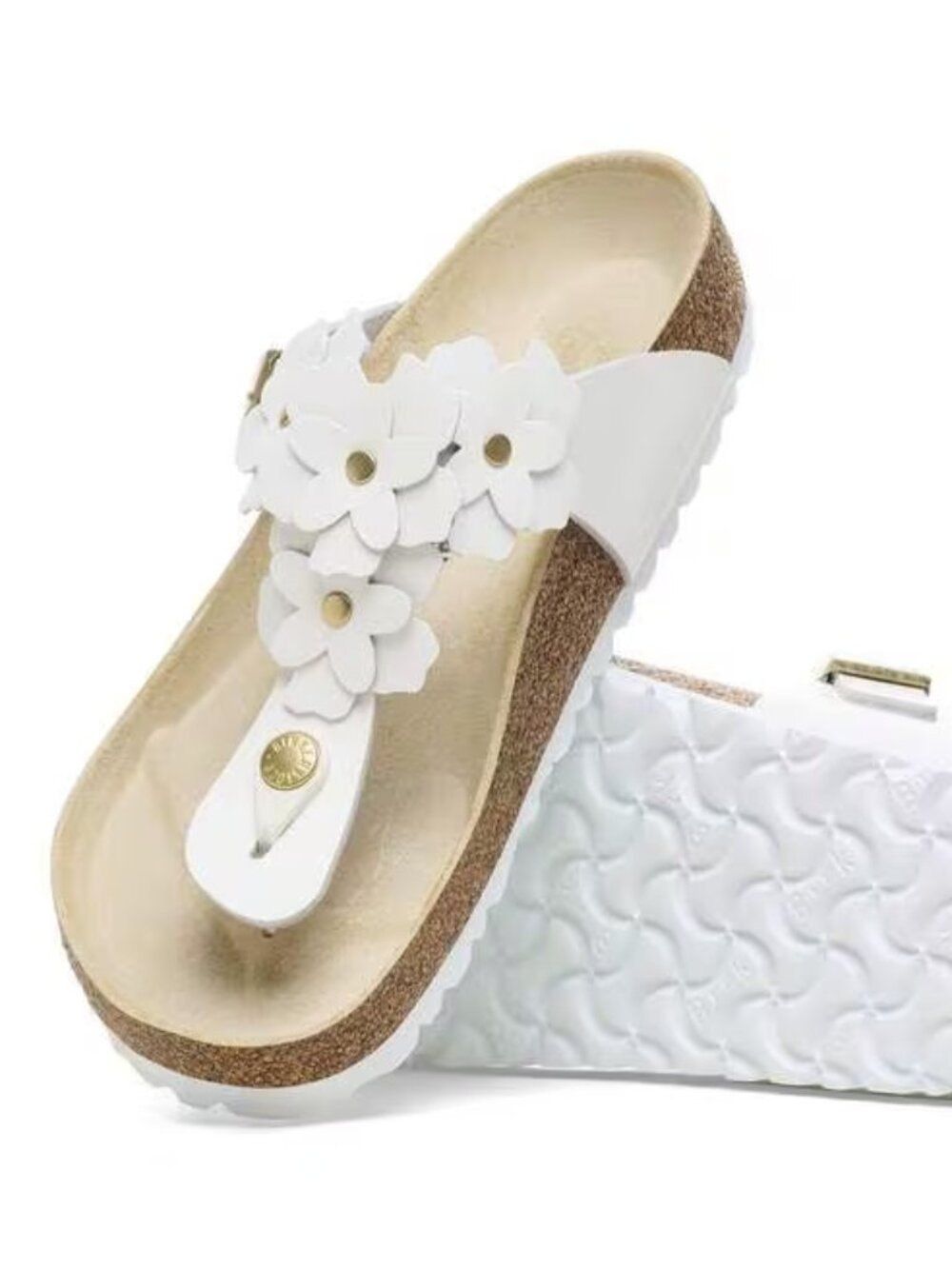 NEW Birkenstock Gizeh Flowers Sandles Thong Flip Flop White 40 Womens 9 to 9.5